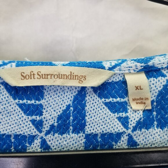 Soft Surroundings Narah Tunic Womens XL Geometric Knit 3/4 Puff Sleeve Top Retro - Picture 9 of 13